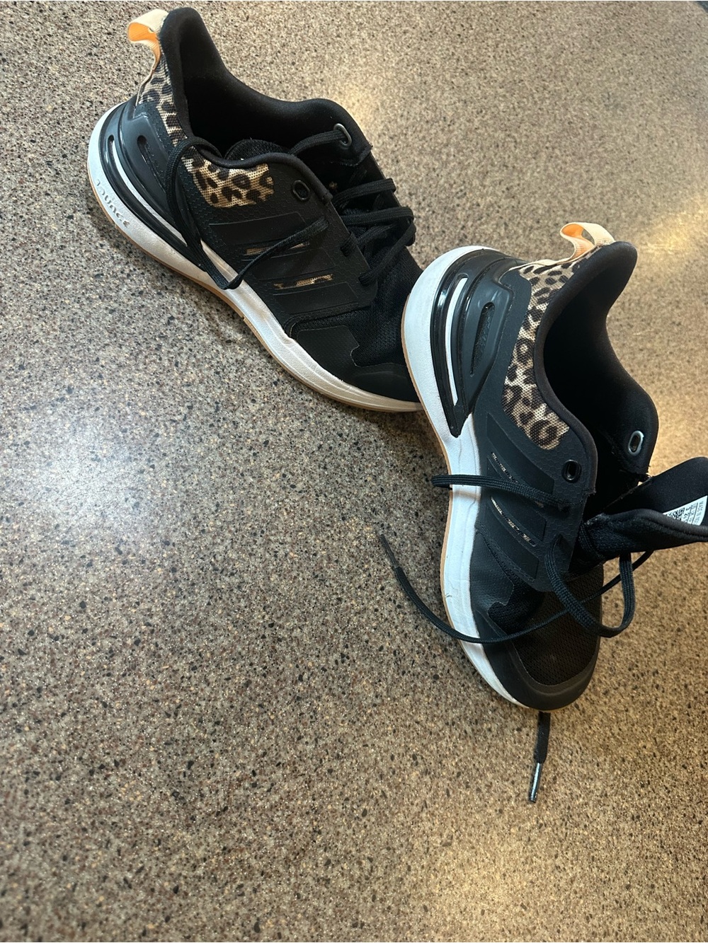 Black Leopard Accent Girls Athletic Sneakers